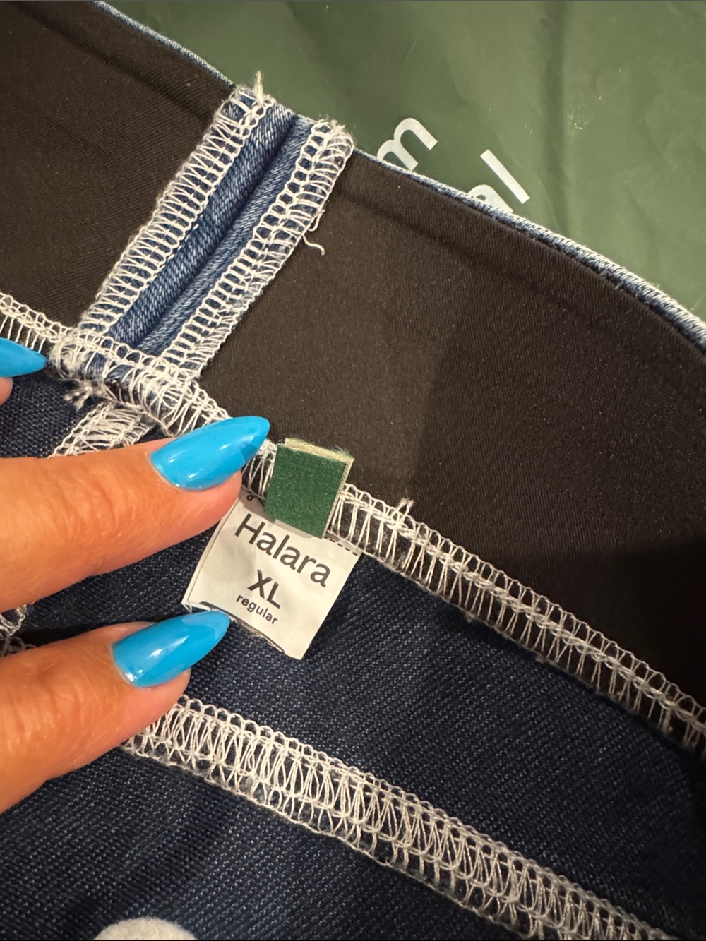 HALARA Flex high Waisted side Stripe Flowy Blue Wide Leg Jeans with Pockets. - Picture 6 of 10